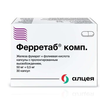 Купить ферретаб комп. капс 30 шт (железа фумарат+фолиевая кислота) от 626 руб. в городе Екатеринбург в интернет-аптеке Планета Здоровья, инструкция по применению, аналоги